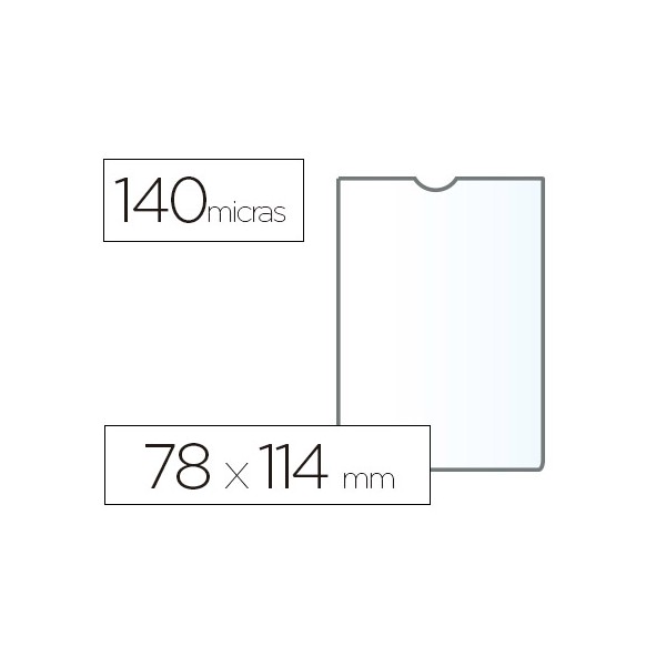 Funda portadocumento esselte plastico transparente 140 micras tamaño 78x114 mm. Funda portadocumento esselte plastico transparente 140 micras tamaño 78x114 mm.