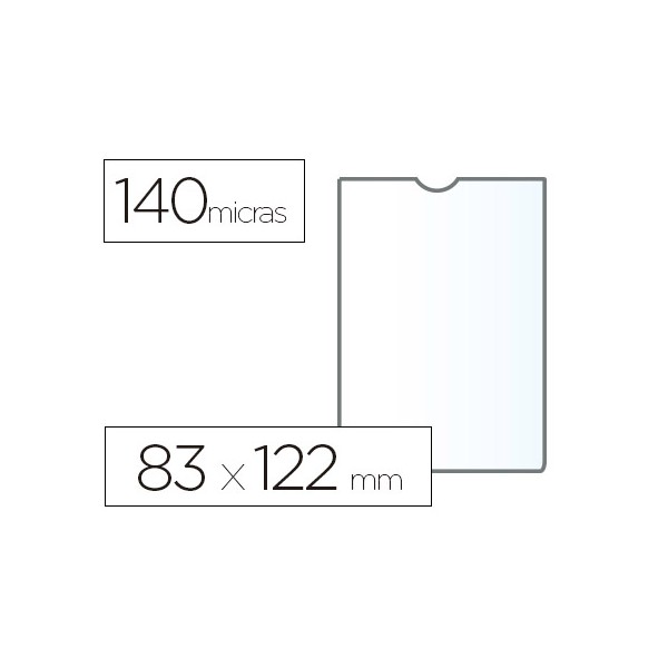 Funda portadocumento esselte plastico transparente 140 micras tamaño 83x122 mm. Funda portadocumento esselte plastico transparente 140 micras tamaño 83x122 mm.