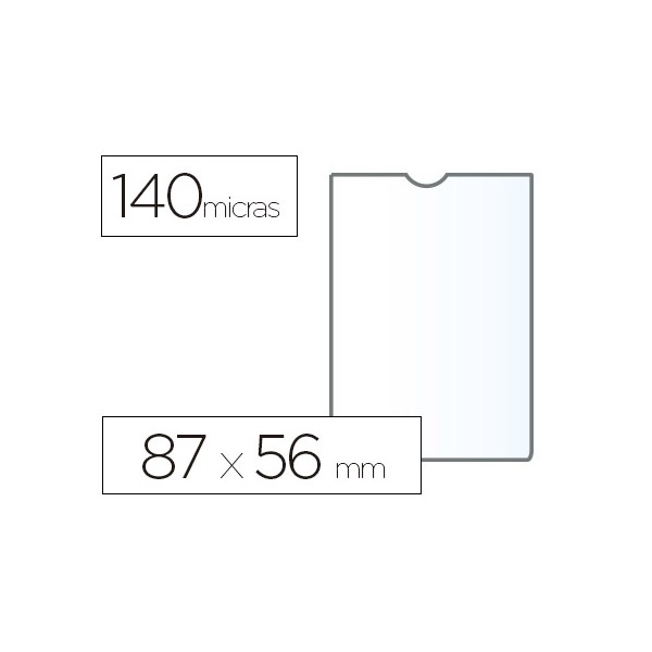 Funda portadocumento esselte plastico transparente 140 micras tamaño 87x56 mm. Funda portadocumento esselte plastico transparente 140 micras tamaño 87x56 mm.