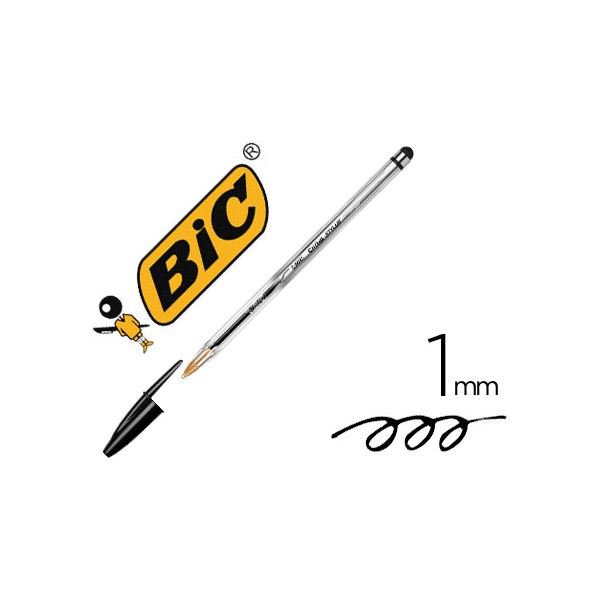 Boligrafo bic cristal stylus con puntero para pantallas tinta aceite punta 1 mm color negro. Boligrafo bic cristal stylus con puntero para pantallas tinta aceite punta 1 mm color negro.