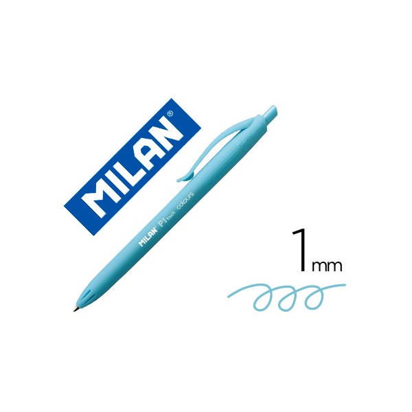 Boligrafo milan p1 retractil 1 mm touch azul claro. Boligrafo milan p1 retractil 1 mm touch azul claro.
