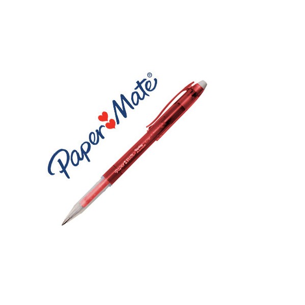 Boligrafo paper mate erasable gel rojo con goma de borrar. Boligrafo paper mate erasable gel rojo con goma de borrar.