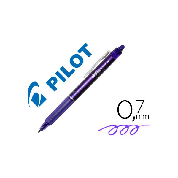Boligrafo pilot frixion clicker borrable 0,7 mm color violeta en blister.