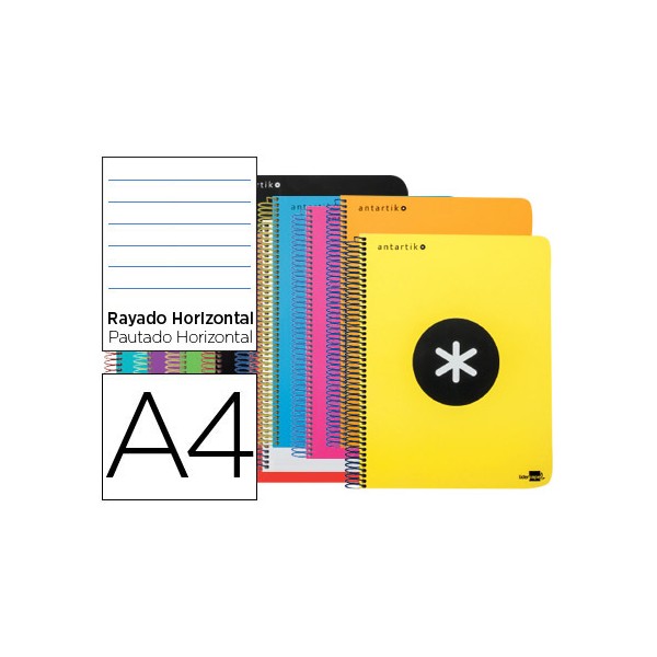 Cuaderno espiral liderpapel a4 micro antartik tapa plastico 120h 100 gr horizontal 5 bandas 4 taladros colores surtidodo. Cuaderno espiral liderpapel a4 micro antartik tapa plastico 120h 100 gr horizontal 5 bandas 4 taladros colores surtidodo.