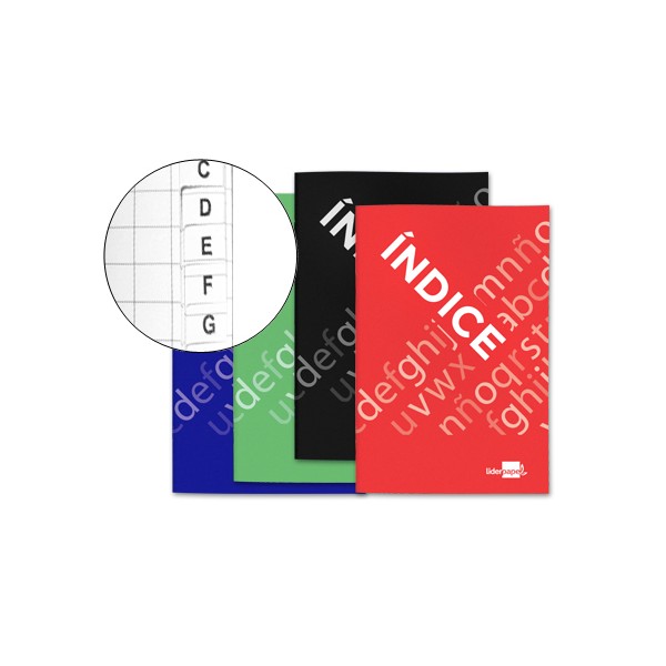 Indice liderpapel tapa cartoncillo cuarto 24 hojas 70g/m2 colores surtidos. Indice liderpapel tapa cartoncillo cuarto 24 hojas 70g/m2 colores surtidos.