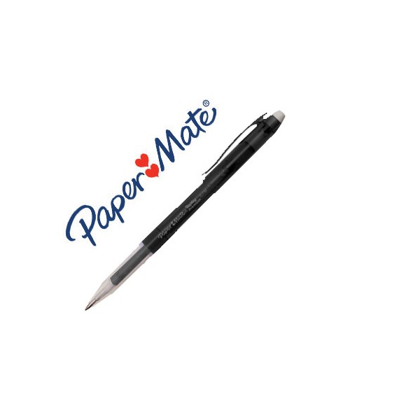 Boligrafo paper mate erasable gel negro con goma de borrar. Boligrafo paper mate erasable gel negro con goma de borrar.