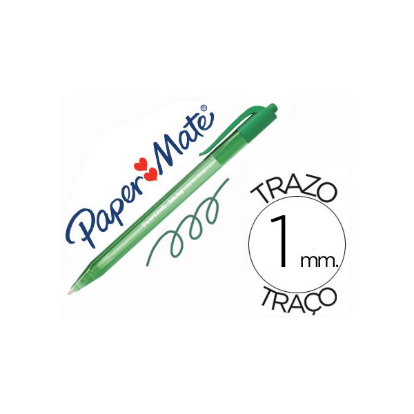 Boligrafo paper mate inkjoy 100 retractil punta media verde. Boligrafo paper mate inkjoy 100 retractil punta media verde.