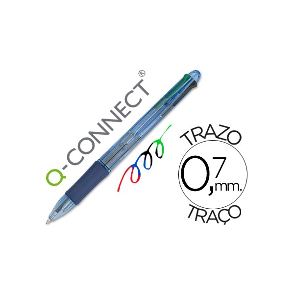 Boligrafo q-connect 4 en 1 tinta 4 colores retractil -con sujecion de caucho. Boligrafo q-connect 4 en 1 tinta 4 colores retractil -con sujecion de caucho.