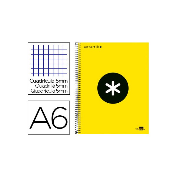 Cuaderno espiral liderpapel a6 micro antartik tapa forrada 100h 100 gr cuadro 5 mm 4 bandas color amarillo. Cuaderno espiral liderpapel a6 micro antartik tapa forrada 100h 100 gr cuadro 5 mm 4 bandas color amarillo.