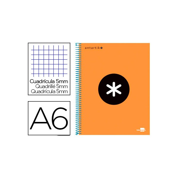 Cuaderno espiral liderpapel a6 micro antartik tapa forrada 100h 100 gr cuadro 5 mm 4 bandas color naranja. Cuaderno espiral liderpapel a6 micro antartik tapa forrada 100h 100 gr cuadro 5 mm 4 bandas color naranja.