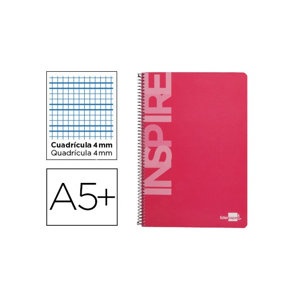 Cuaderno espiral liderpapel cuarto inspire tapa dura 80h 60 gr cuadro 4mm conmargen color rosa. Cuaderno espiral liderpapel cuarto inspire tapa dura 80h 60 gr cuadro 4mm conmargen color rosa.