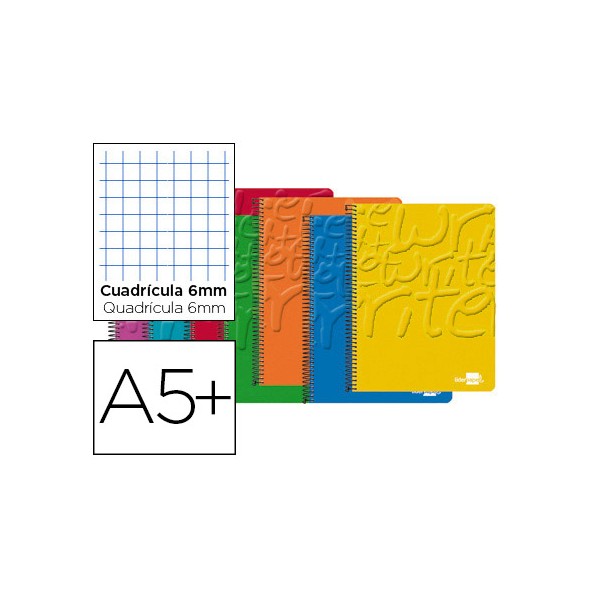 Cuaderno espiral liderpapel cuarto write tapa blanda 80h 60 gr cuadro 6mm conmargen colores surtidos. Cuaderno espiral liderpapel cuarto write tapa blanda 80h 60 gr cuadro 6mm conmargen colores surtidos.