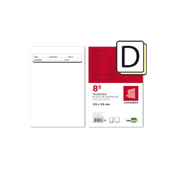 Talonario liderpapel camarero 8º original y copia tl13. Talonario liderpapel camarero 8º original y copia tl13.