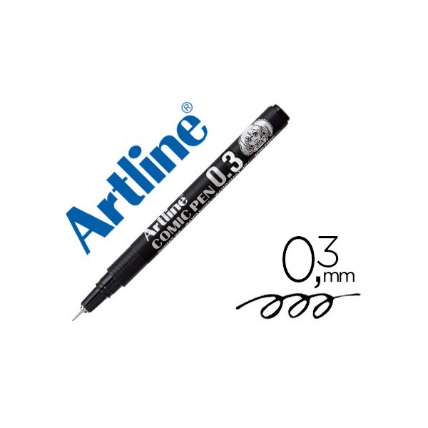 Rotulador artline calibrado micrometrico negro comic pen ek-283 punta poliacetal 0,3 mm resistente al agua. Rotulador artline calibrado micrometrico negro comic pen ek-283 punta poliacetal 0,3 mm resistente al agua.