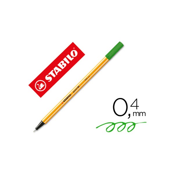 Rotulador stabilo punta de fibra point 88 verde manzana 0,4 mm. Rotulador stabilo punta de fibra point 88 verde manzana 0,4 mm.