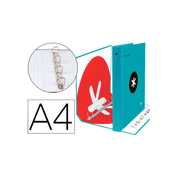 Carpeta 4 anillas 40 mm mixtas liderpapel antartik a4 forrada color turquesa. Carpeta 4 anillas 40 mm mixtas liderpapel antartik a4 forrada color turquesa.