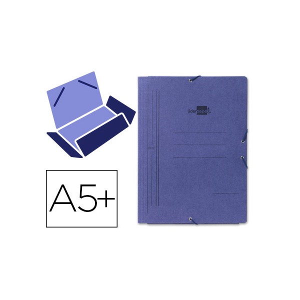 Carpeta liderpapel gomas cuarto 3 solapas carton pintado azul. Carpeta liderpapel gomas cuarto 3 solapas carton pintado azul.