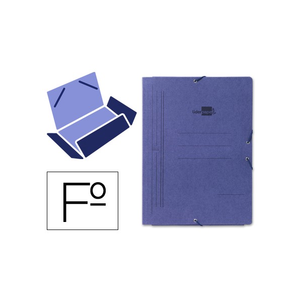Carpeta liderpapel gomas folio 3 solapas carton pintado azul. Carpeta liderpapel gomas folio 3 solapas carton pintado azul.