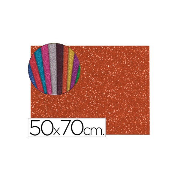Goma eva con purpurina liderpapel 50x70cm 60g/m2 espesor 2mm naranja. Goma eva con purpurina liderpapel 50x70cm 60g/m2 espesor 2mm naranja.
