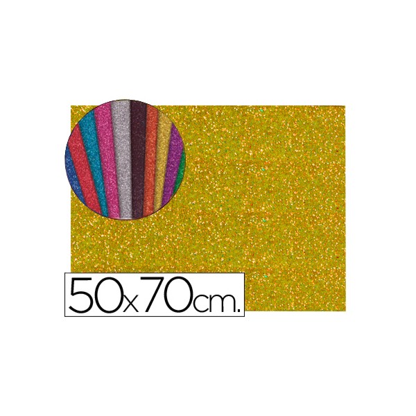 Goma eva con purpurina liderpapel 50x70cm 60g/m2 espesor 2mm oro. Goma eva con purpurina liderpapel 50x70cm 60g/m2 espesor 2mm oro.