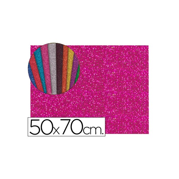 Goma eva con purpurina liderpapel 50x70cm 60g/m2 espesor 2mm rosa. Goma eva con purpurina liderpapel 50x70cm 60g/m2 espesor 2mm rosa.