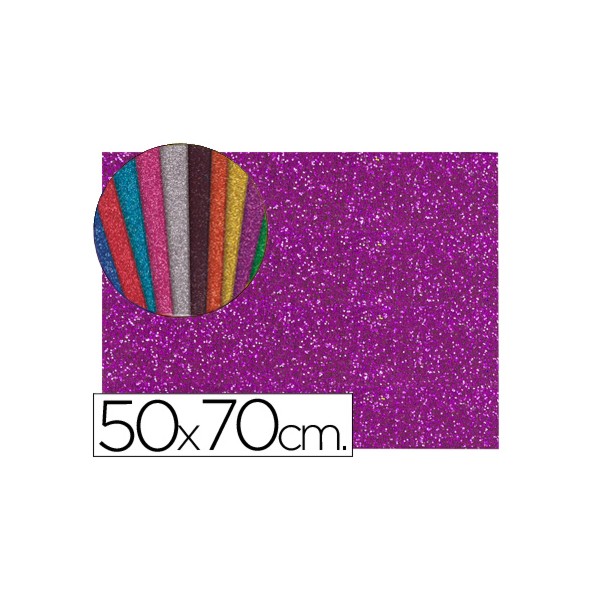 Goma eva con purpurina liderpapel 50x70cm 60g/m2 espesor 2mm violeta. Goma eva con purpurina liderpapel 50x70cm 60g/m2 espesor 2mm violeta.