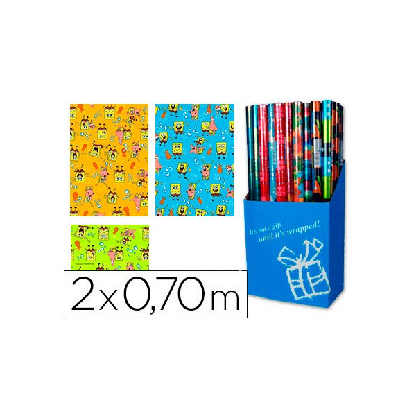 Papel fantasia infantil bob esponja rollo de 2x0,70 mt papel 60 grs. Papel fantasia infantil bob esponja rollo de 2x0,70 mt papel 60 grs.