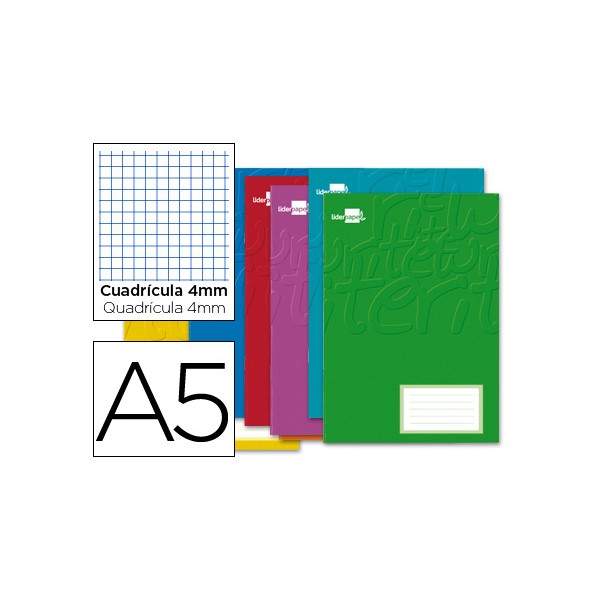 Libreta liderpapel write a5 32 hojas 60g/m2cuadro 4mm con margen. Libreta liderpapel write a5 32 hojas 60g/m2cuadro 4mm con margen.