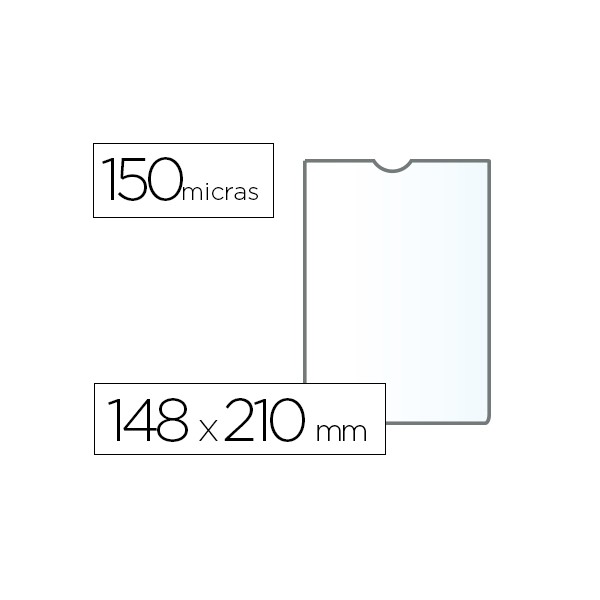 Funda portadocumento q-connect din a5 150 micras pvc transparente con uñero 148x210 mm. Funda portadocumento q-connect din a5 150 micras pvc transparente con uñero 148x210 mm.