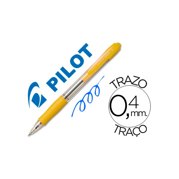 Boligrafo pilot super grip amarillo -retractil -sujecion de caucho -tinta base de aceite. Boligrafo pilot super grip amarillo -retractil -sujecion de caucho -tinta base de aceite.