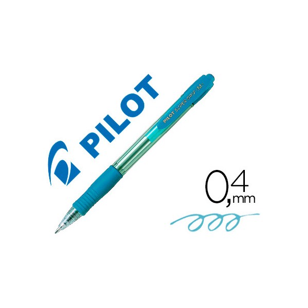 Boligrafo pilot super grip celeste -retractil -sujecion de caucho -tinta base de aceite. Boligrafo pilot super grip celeste -retractil -sujecion de caucho -tinta base de aceite.