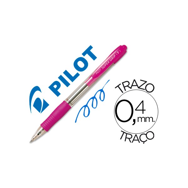Boligrafo pilot super grip rosa -retractil -sujecion de caucho -tinta base de aceite. Boligrafo pilot super grip rosa -retractil -sujecion de caucho -tinta base de aceite.