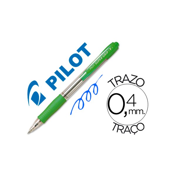 Boligrafo pilot super grip verde claro -retractil -sujecion de caucho -tinta base de aceite. Boligrafo pilot super grip verde claro -retractil -sujecion de caucho -tinta base de aceite.