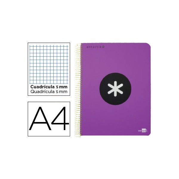 Cuaderno espiral liderpapel a4 micro antartik tapa plastico 120h 100 gr cuadro 5mm 5 bandas 4 taladros violeta. Cuaderno espiral liderpapel a4 micro antartik tapa plastico 120h 100 gr cuadro 5mm 5 bandas 4 taladros violeta.