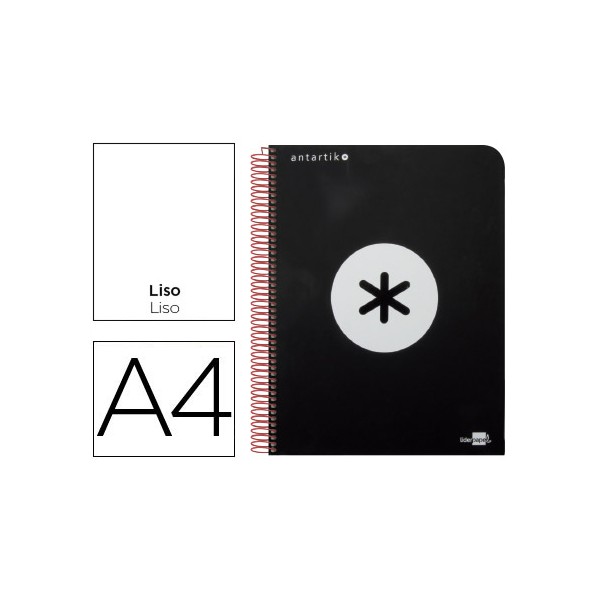 Cuaderno espiral liderpapel a4 micro antartik tapa plastico 120h 100 gr liso con bandas 4 taladros negro. Cuaderno espiral liderpapel a4 micro antartik tapa plastico 120h 100 gr liso con bandas 4 taladros negro.
