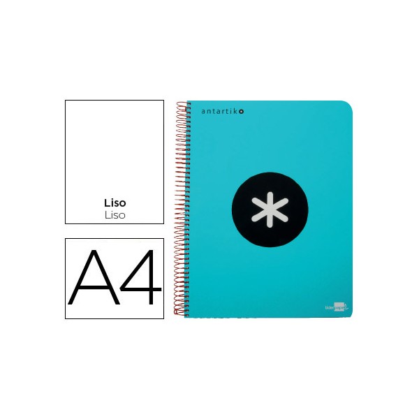 Cuaderno espiral liderpapel a4 micro antartik tapa plastico 120h 100 gr liso con bandas 4 taladros turquesa. Cuaderno espiral liderpapel a4 micro antartik tapa plastico 120h 100 gr liso con bandas 4 taladros turquesa.