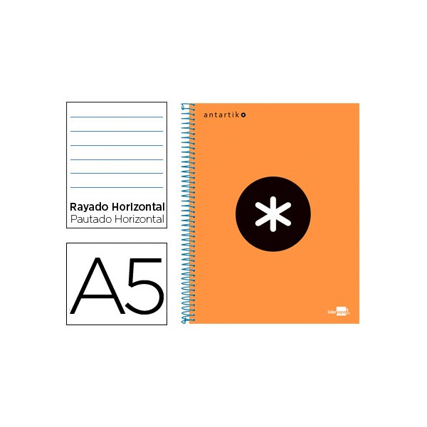 Cuaderno espiral liderpapel a5 micro antartik tapa forrada 120h 100 gr horizontal 5 bandas 6 taladros color naranja flfl. Cuaderno espiral liderpapel a5 micro antartik tapa forrada 120h 100 gr horizontal 5 bandas 6 taladros color naranja flfl.