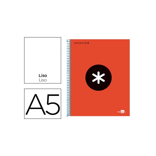 Cuaderno espiral liderpapel a5 micro antartik tapa forrada 120h 100g liso con bandas 6 taladros color rojo. Cuaderno espiral liderpapel a5 micro antartik tapa forrada 120h 100g liso con bandas 6 taladros color rojo.