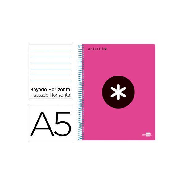 Cuaderno espiral liderpapel a5 micro antartik tapa plastico 120h 100 gr horizontal 5 bandas 6 taladros color rosa fluouo. Cuaderno espiral liderpapel a5 micro antartik tapa plastico 120h 100 gr horizontal 5 bandas 6 taladros color rosa fluouo.