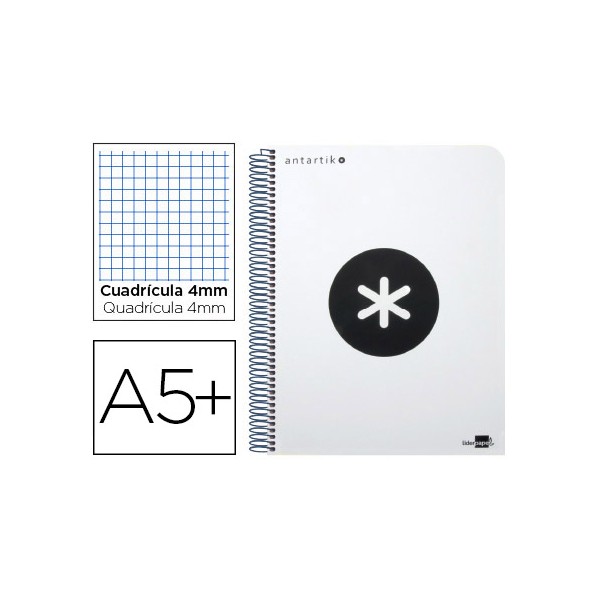 Cuaderno espiral liderpapel cuarto antartik tapa dura 80h 100 gr cuadro 4mm con margen color blanco. Cuaderno espiral liderpapel cuarto antartik tapa dura 80h 100 gr cuadro 4mm con margen color blanco.