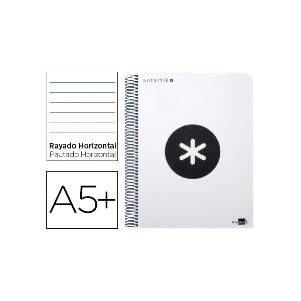 Cuaderno espiral liderpapel cuarto antartik tapa dura 80h 100 gr horizontal con margen color blanco. Cuaderno espiral liderpapel cuarto antartik tapa dura 80h 100 gr horizontal con margen color blanco.