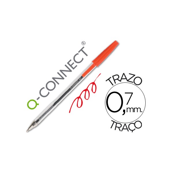 Boligrafo transparente q-connect rojo medio kf26041. Boligrafo transparente q-connect rojo medio kf26041.
