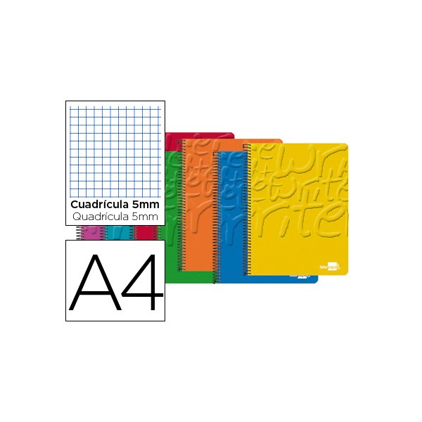 Cuaderno espiral liderpapel a4 micro write tapa blanda 80h 60 gr cuadro 5mm 4taladros colores surtidos. Cuaderno espiral liderpapel a4 micro write tapa blanda 80h 60 gr cuadro 5mm 4taladros colores surtidos.