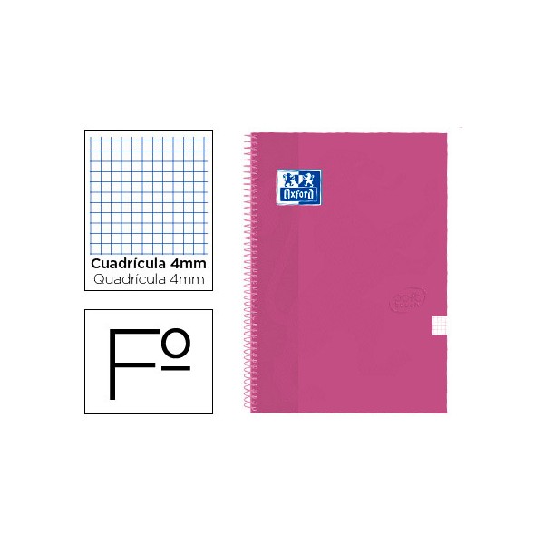 Cuaderno espiral oxford tapa extradura folio 80 h cuadricula 4 mm coral touch. Cuaderno espiral oxford tapa extradura folio 80 h cuadricula 4 mm coral touch.
