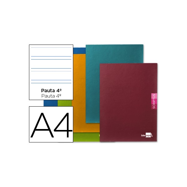 Libreta liderpapel scriptus a4 48 hojas 90g/m2 pauta 4ª 3.5mm con margen. Libreta liderpapel scriptus a4 48 hojas 90g/m2 pauta 4ª 3.5mm con margen.