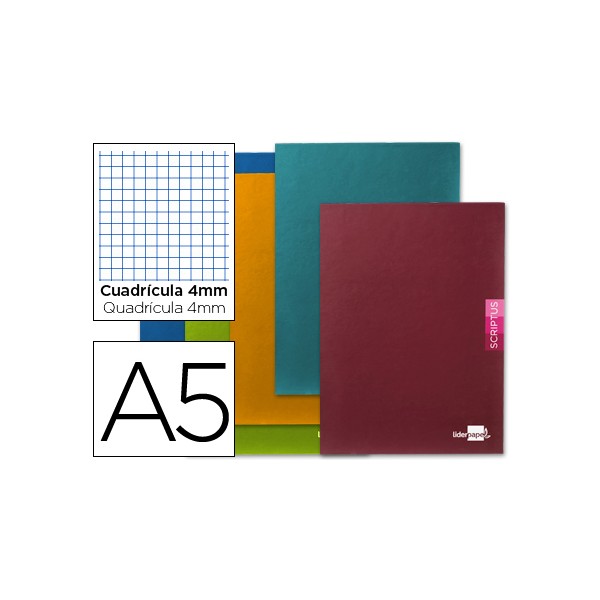 Libreta liderpapel scriptus a5 plus 48 hoj.90g/m2 cuadro 4mm con margen. Libreta liderpapel scriptus a5 plus 48 hoj.90g/m2 cuadro 4mm con margen.