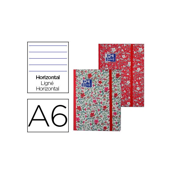 Libreta oxford tapa extradura din a6 80 h horizontal floral con gomilla. Libreta oxford tapa extradura din a6 80 h horizontal floral con gomilla.