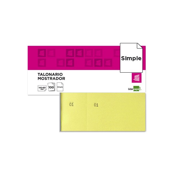 Talonario liderpapel mostrador 60x145 mm tl01 amarillo con matriz. Talonario liderpapel mostrador 60x145 mm tl01 amarillo con matriz.