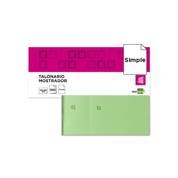 Talonario liderpapel mostrador 60x145 mm tl06 verde con matriz. Talonario liderpapel mostrador 60x145 mm tl06 verde con matriz.