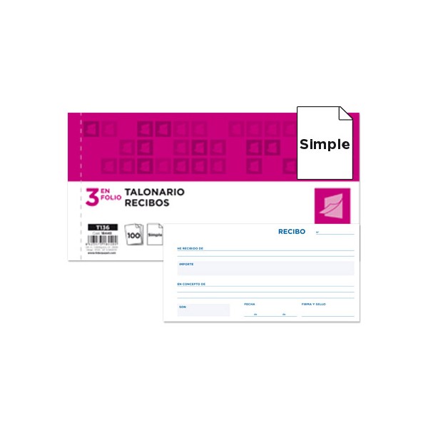 Talonario liderpapel recibos 3/fº original t136 sin matriz. Talonario liderpapel recibos 3/fº original t136 sin matriz.